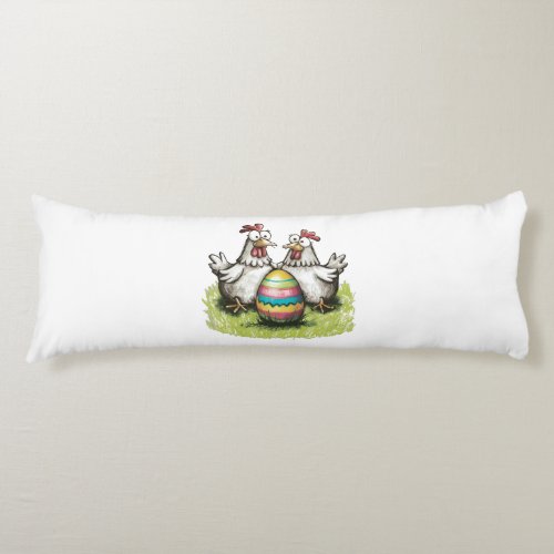 Adorable chickens and Easter egg Body Pillow