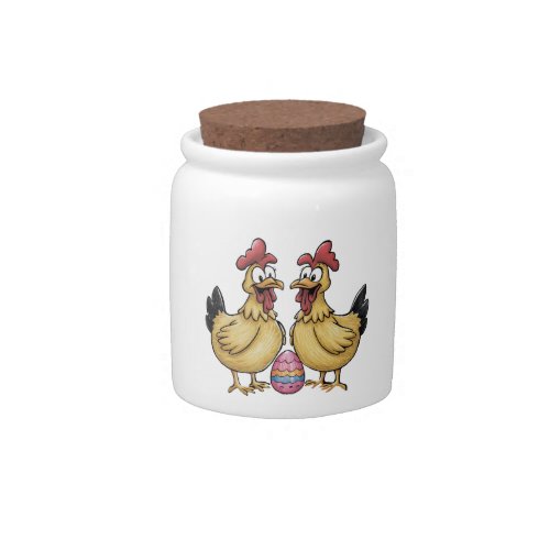 Adorable chickens and Easter egg Candy Jar
