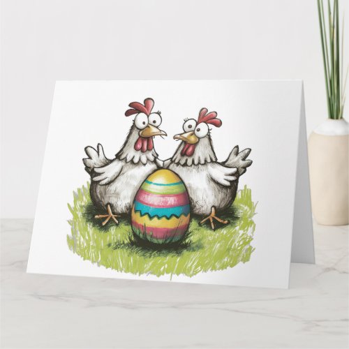 Adorable chickens and Easter egg Card