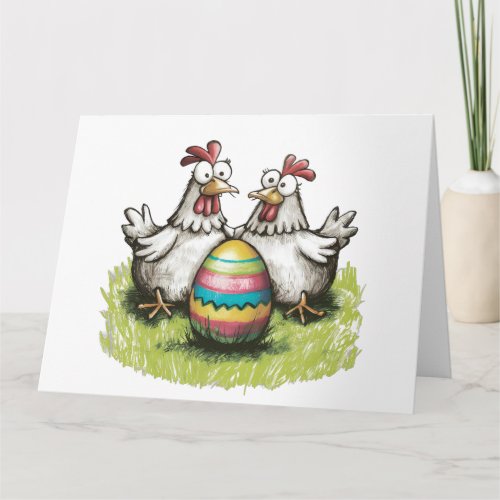 Adorable chickens and Easter egg Card