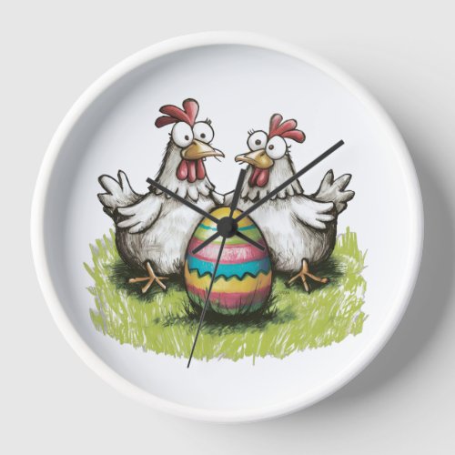 Adorable chickens and Easter egg Clock