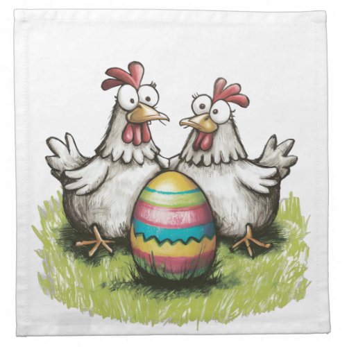 Adorable chickens and Easter egg Cloth Napkin
