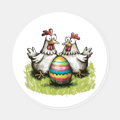 Adorable chickens and Easter egg Coaster Set