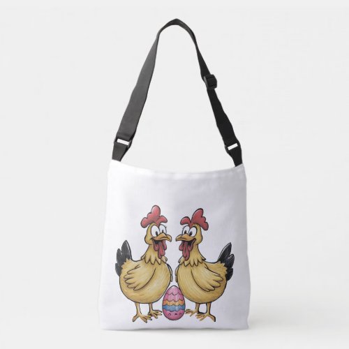 Adorable chickens and Easter egg Crossbody Bag