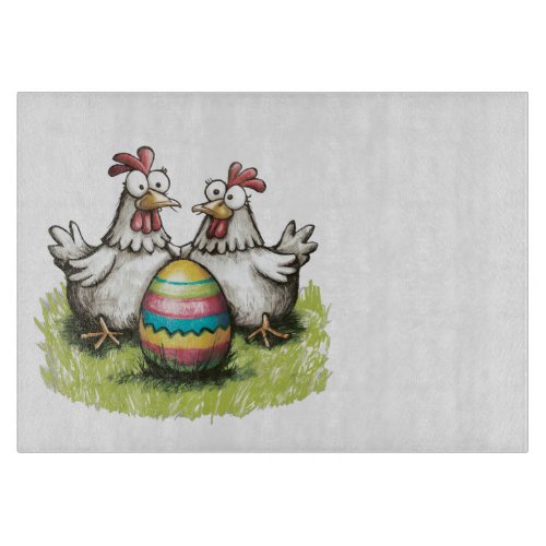 Adorable chickens and Easter egg Cutting Board