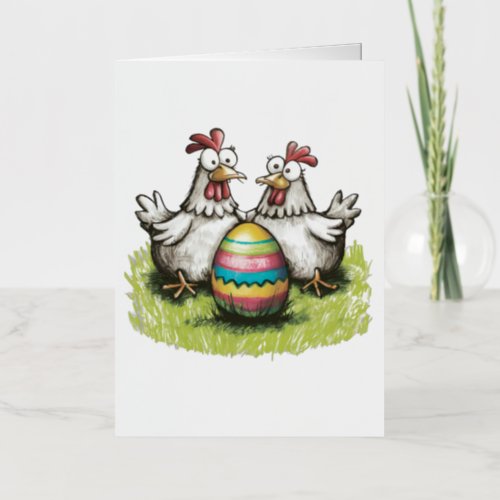 Adorable chickens and Easter egg Foil Greeting Card