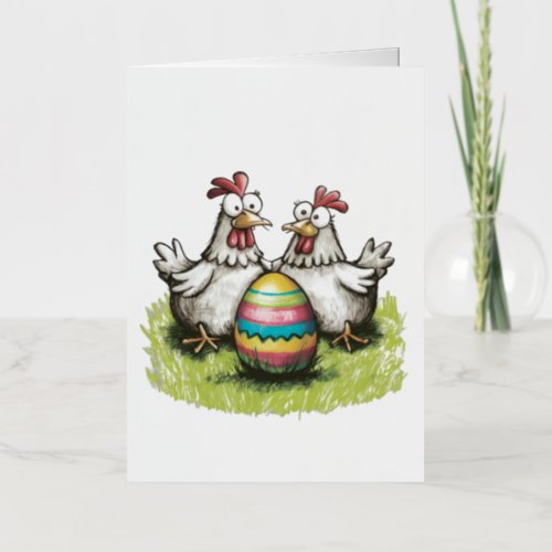 Adorable chickens and Easter egg Foil Holiday Card