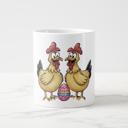 Adorable chickens and Easter egg Giant Coffee Mug
