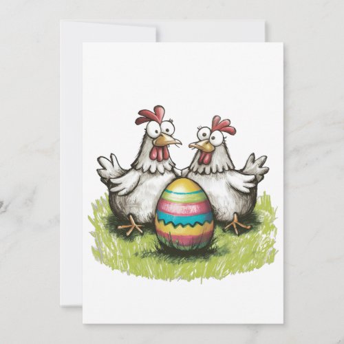 Adorable chickens and Easter egg Holiday Card