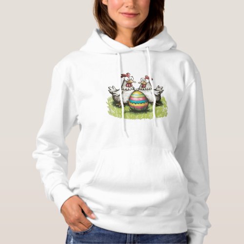 Adorable chickens and Easter egg Hoodie