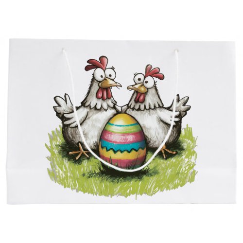 Adorable chickens and Easter egg Large Gift Bag