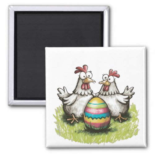 Adorable chickens and Easter egg Magnet