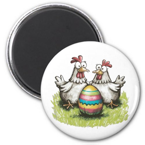 Adorable chickens and Easter egg Magnet