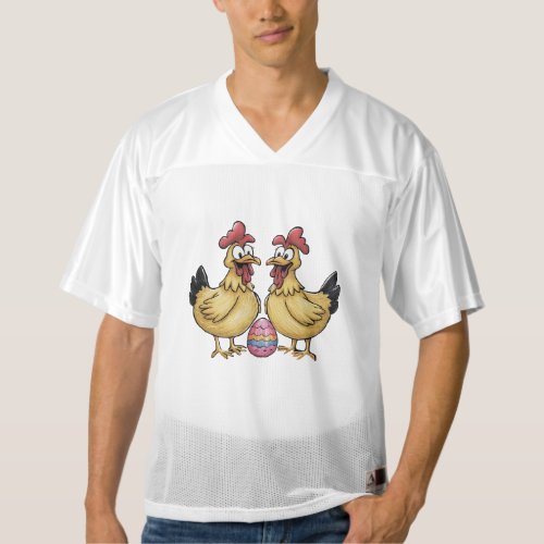 Adorable chickens and Easter egg Mens Football Jersey