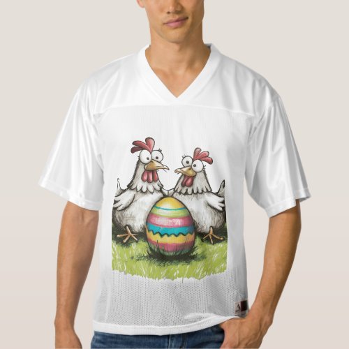 Adorable chickens and Easter egg Mens Football Jersey