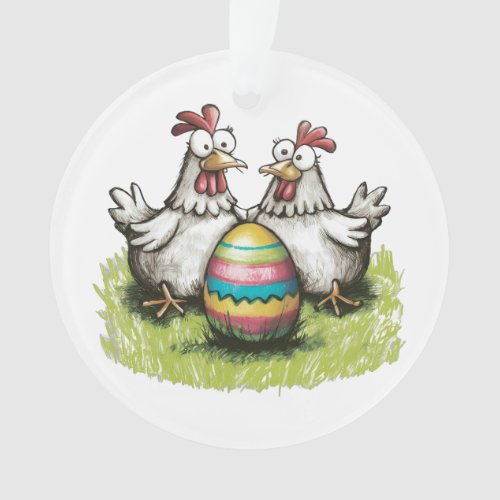 Adorable chickens and Easter egg Ornament