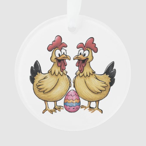 Adorable chickens and Easter egg Ornament