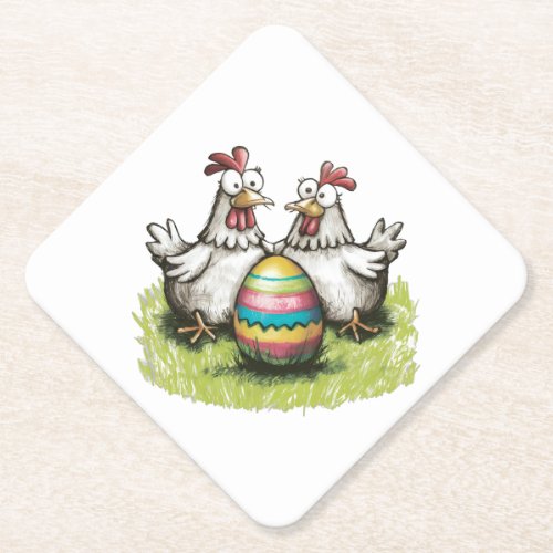 Adorable chickens and Easter egg Paper Coaster