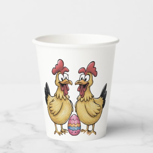 Adorable chickens and Easter egg Paper Cups