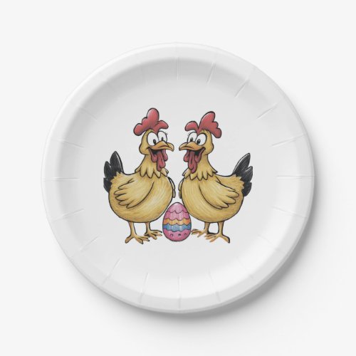 Adorable chickens and Easter egg Paper Plates