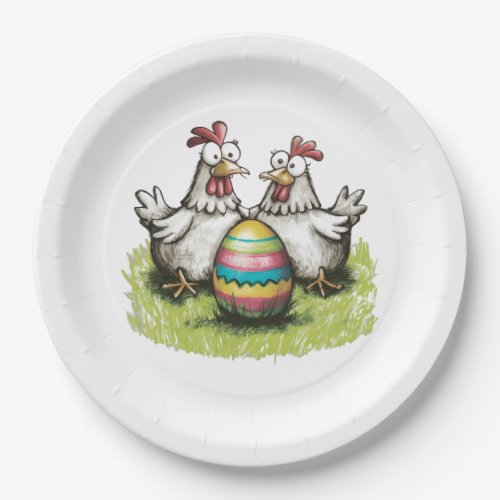 Adorable chickens and Easter egg Paper Plates