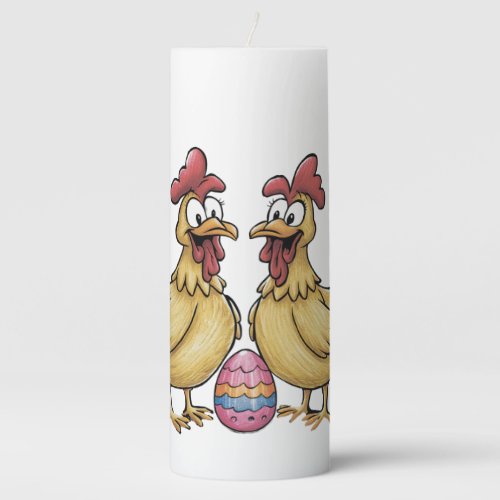 Adorable chickens and Easter egg Pillar Candle