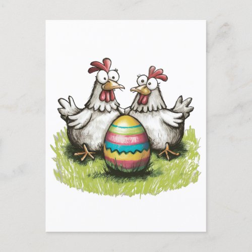 Adorable chickens and Easter egg Postcard