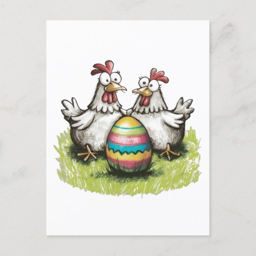 Adorable chickens and Easter egg Postcard