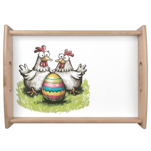 Adorable chickens and Easter egg Serving Tray