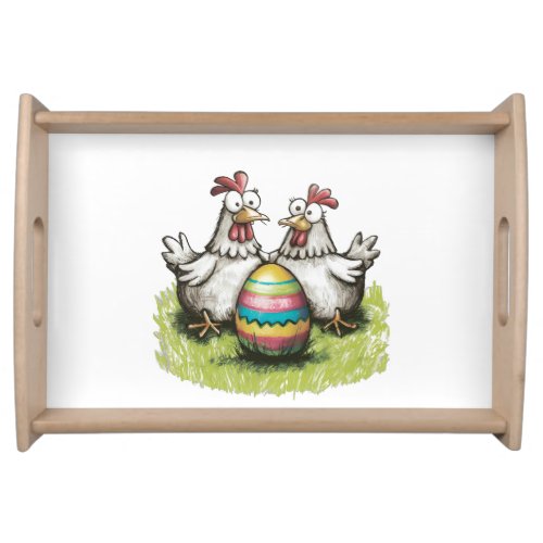 Adorable chickens and Easter egg Serving Tray