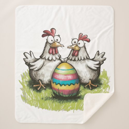 Adorable chickens and Easter egg Sherpa Blanket