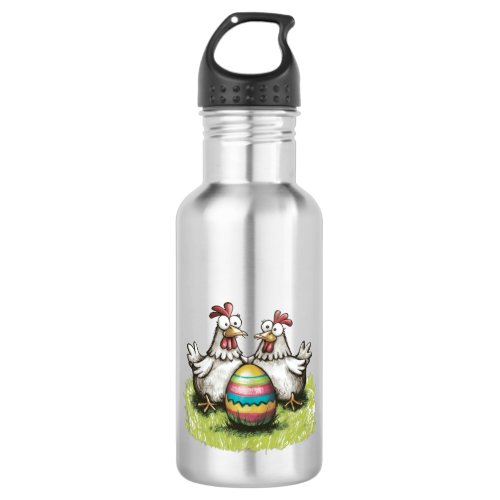Adorable chickens and Easter egg Stainless Steel Water Bottle