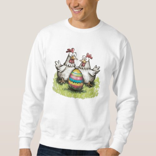 Adorable chickens and Easter egg Sweatshirt
