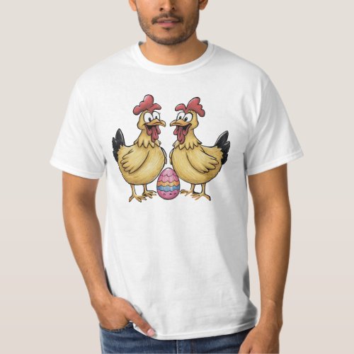 Adorable chickens and Easter egg T_Shirt
