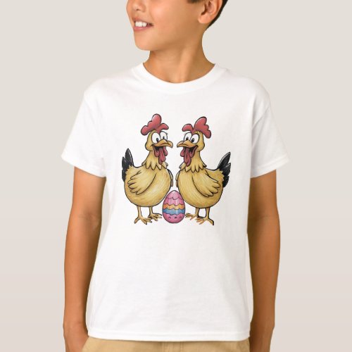 Adorable chickens and Easter egg T_Shirt