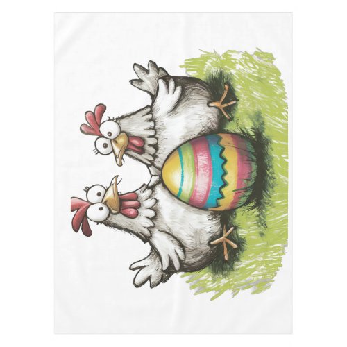 Adorable chickens and Easter egg Tablecloth