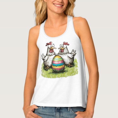 Adorable chickens and Easter egg Tank Top