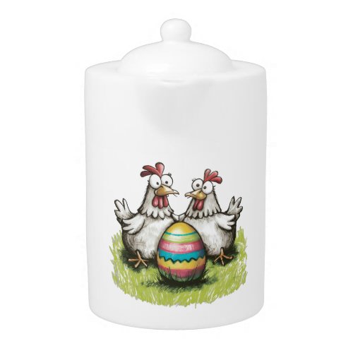 Adorable chickens and Easter egg Teapot