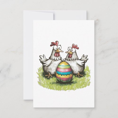 Adorable chickens and Easter egg Thank You Card