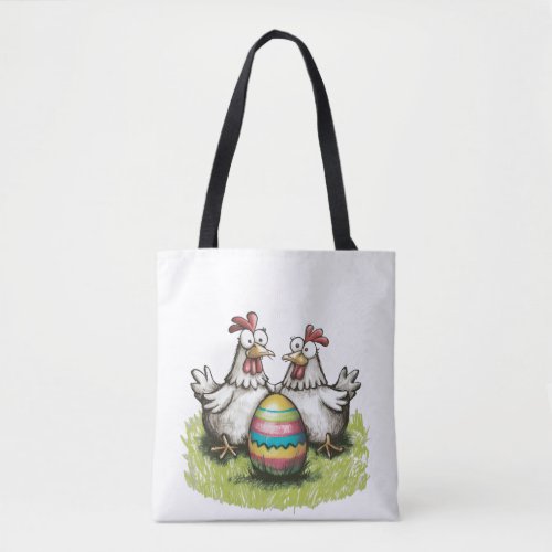 Adorable chickens and Easter egg Tote Bag