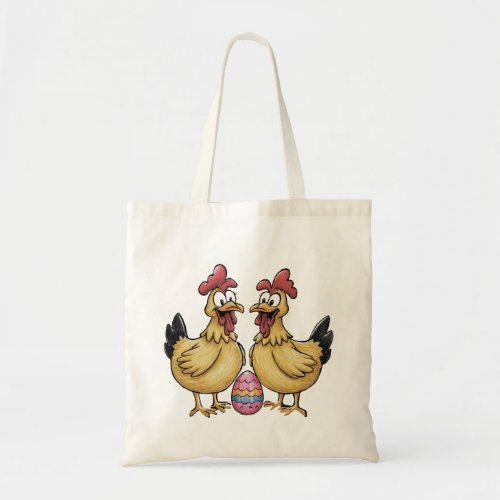 Adorable chickens and Easter egg Tote Bag