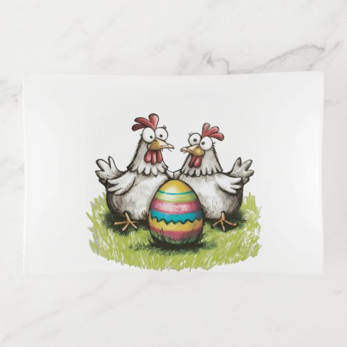 Adorable chickens and Easter egg Trinket Tray