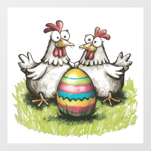 Adorable chickens and Easter egg Wall Decal