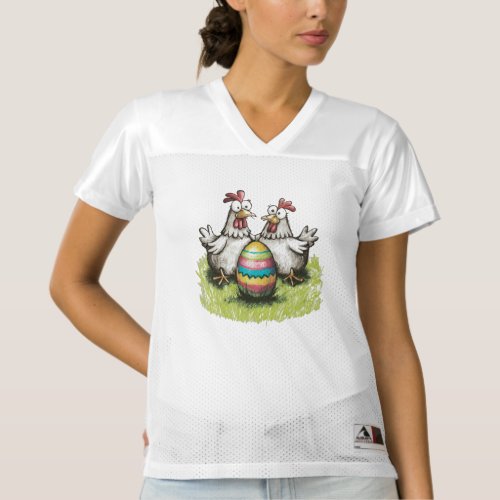 Adorable chickens and Easter egg Womens Football Jersey