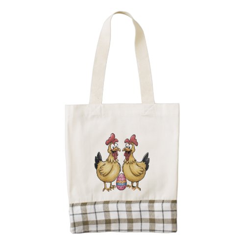 Adorable chickens and Easter egg Zazzle HEART Tote Bag