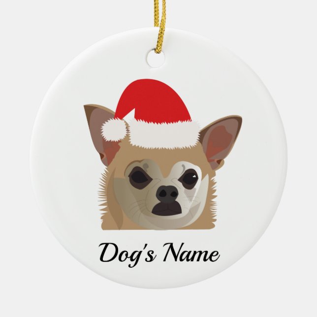 Adorable Chihuahua Christmas Ceramic Ornament (Front)