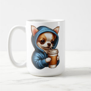 Adorable Chihuahua Drinking Coffee from Cup