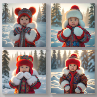 Adorable Child Winter Dress Acrylic Photo Tile