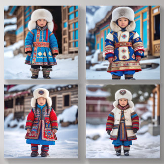 Adorable Child Winter Dress Acrylic Photo Tile