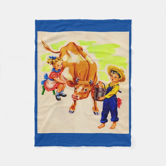 adorable children with adorable cow fleece blanket (Front)